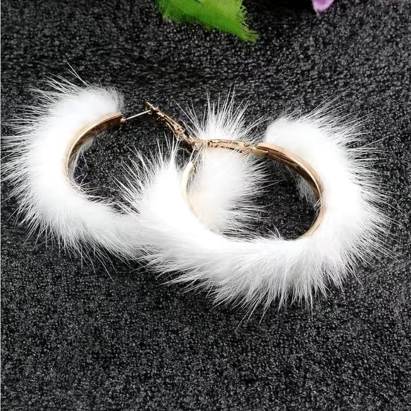 - White Fur Hoops - Picture 2 of 2